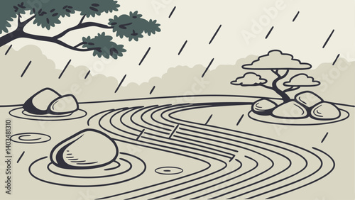 zen garden with zen stones