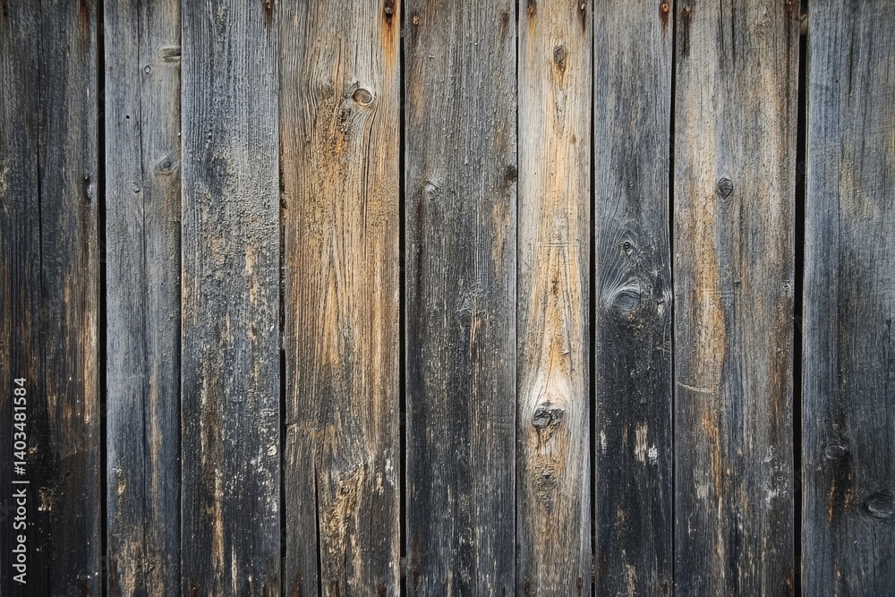 Naklejka premium Weathered wood boards show vertical grains with natural imperfections details