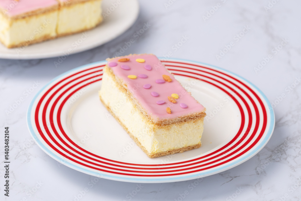 Dutch tompouce pastry, traditional cake in the Netherlands Dutch tompouce pastry, traditional cake in the Netherlands