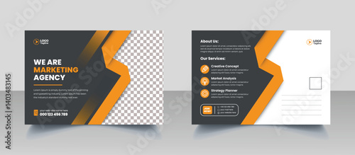 Editable horizontal postcard template for Corporate business, EDDM Postcard, Landscape annual report, magazine, flyer or poster, Landscape leaflet, brochure cover design