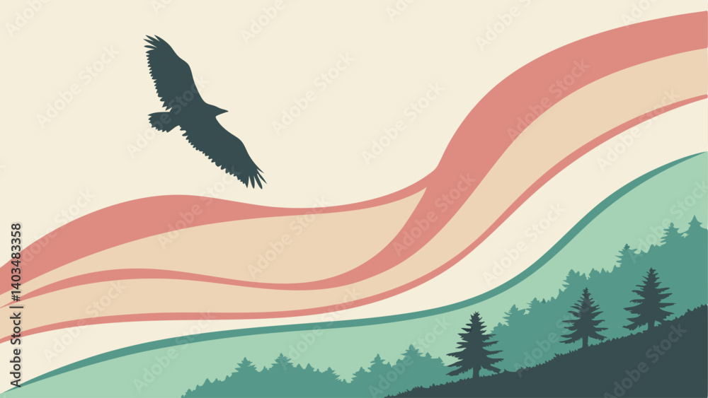Naklejka premium vector illustration of a girl with a bird