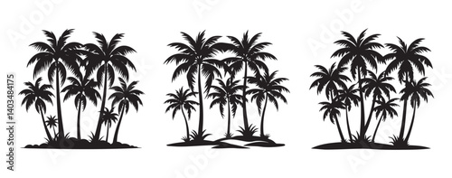 Palm Trees Silhouettes on white background