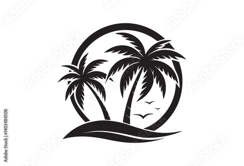 Palm Trees Silhouette on Beach
