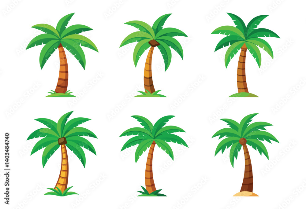 Fototapeta premium Cartoon Palm trees set