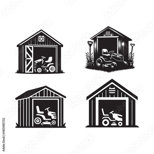 land mower in a shed