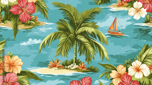 tropical island with coconut trees
