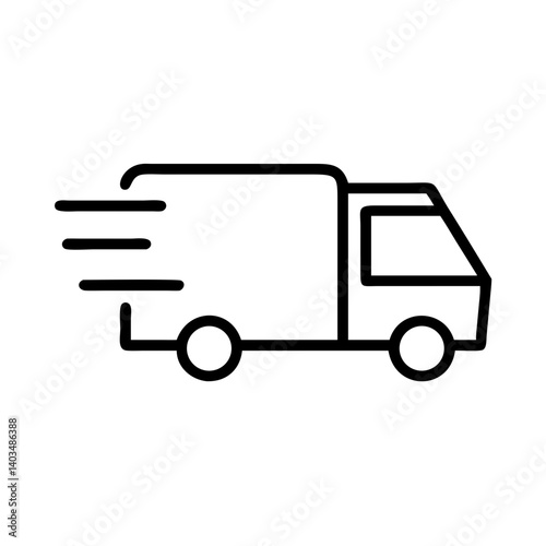 Delivery truck in motion illustration with speed lines  