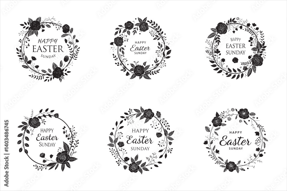 Fototapeta premium A black silhouette illustration of Easter Sunday picture.