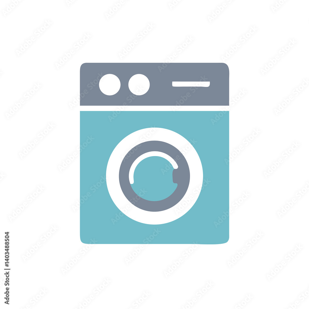 Modern Washing Machine Icon in Teal and Gray Modern Washing Machine Icon in Teal and Gray