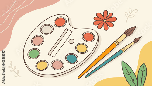 watercolor paints and brushes
