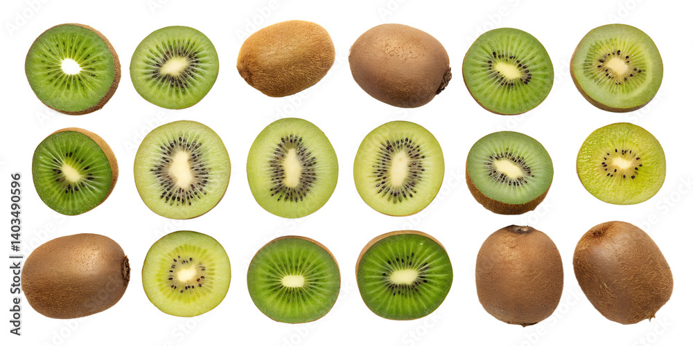 Fototapeta premium various kiwis isolated on transparent background