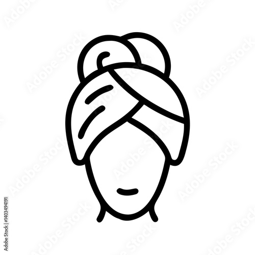 Simple line art of a woman with a bun hairstyle  