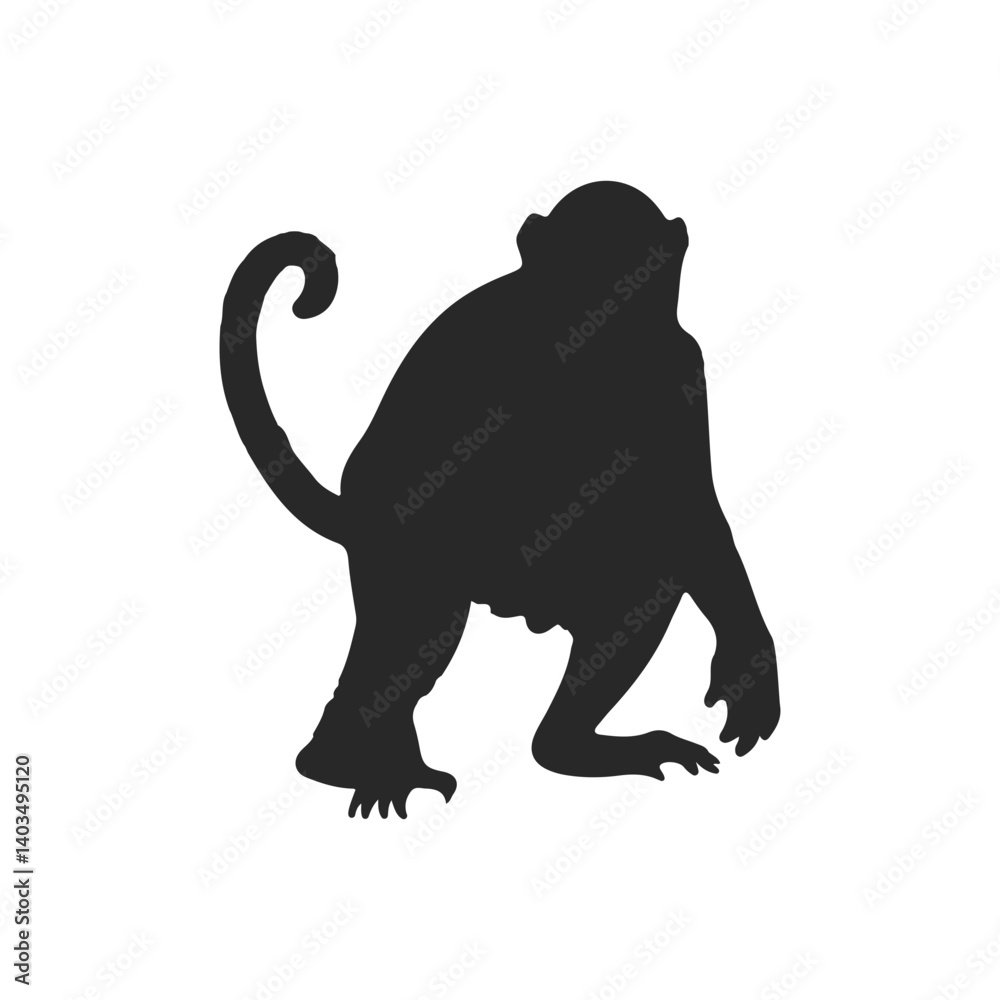 Fototapeta premium Realistic Monkey Silhouette, vector art.
