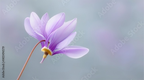 Beautiful delicate purple flower isolated on soft gradient background for nature and beauty themes