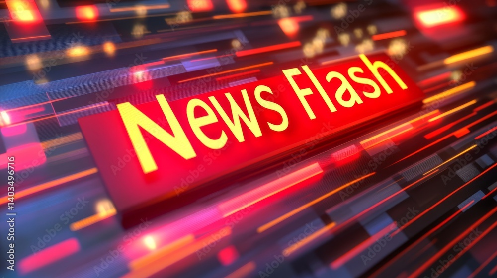 Breaking news alert digital sign with dynamic motion effects
