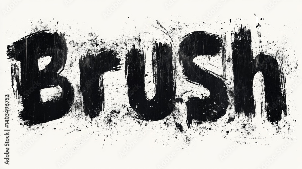 Black paint brush stroke text design with splatter effect Black paint brush stroke text design with splatter effect