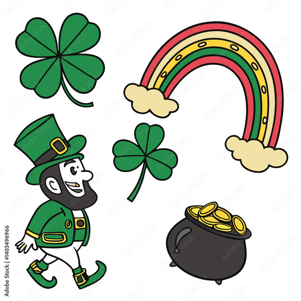 Naklejka premium Set st patricks elements vector image (20).eps