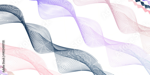 Design elements. Wave of many multi lines. Abstract wavy stripes on white background isolated. Multi shapes, Energy technology concept modern backdrop design for business, presentation, banner.