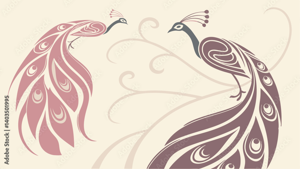 Fototapeta premium vector illustration of a peacock
