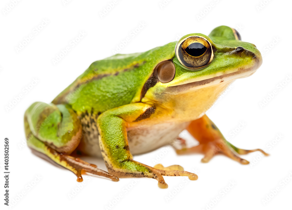 Extreme close up and right side view photo of single green frog isolated and generated with AI in png file format Extreme close up and right side view photo of single green frog isolated and generated with AI in png file format