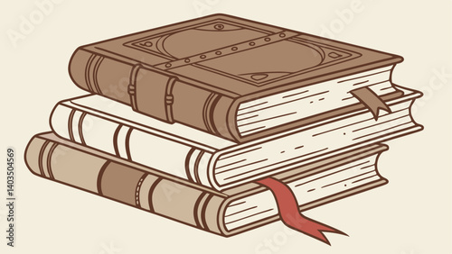 vector illustration of old books