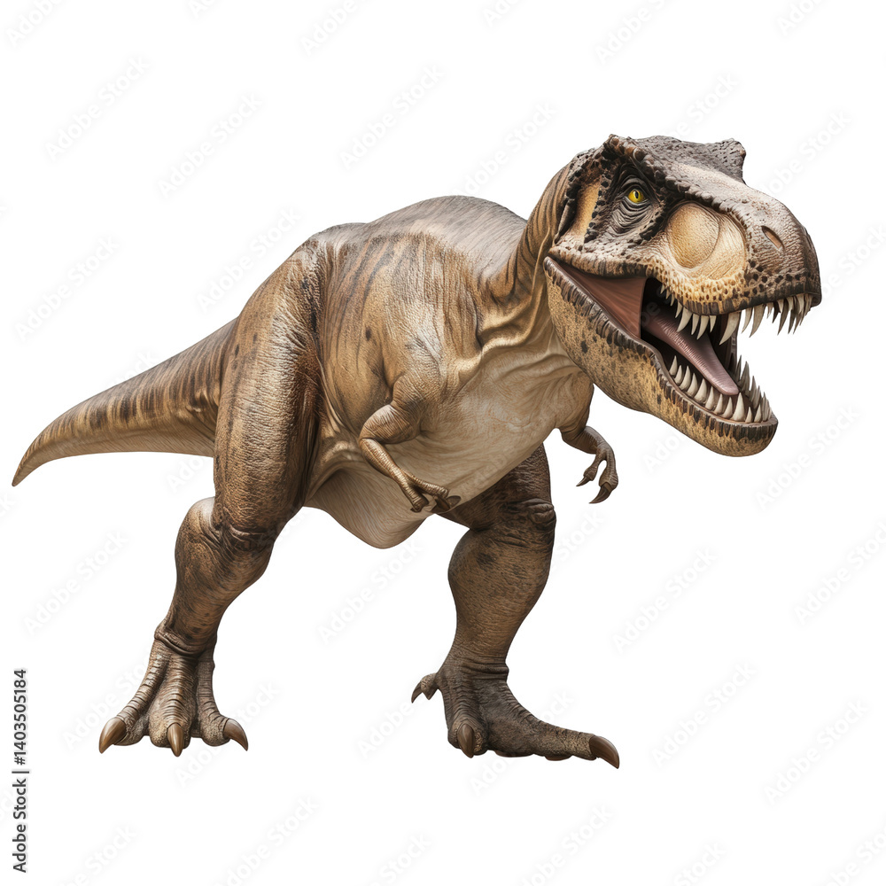Realistic dinosaur model captured in a natural setting showcasing its features and characteristics for educational purposes isolated on a white background. Realistic dinosaur model captured in a natural setting showcasing its features and characteristics for educational purposes isolated on a white background.