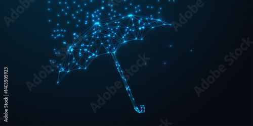 Abstract umbrella icon polygon background. Data protection and security and privacy concept.eps 10