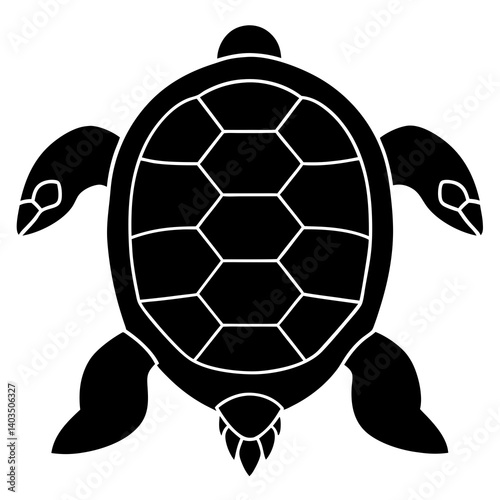 black silhouette of a turtle viewed from above