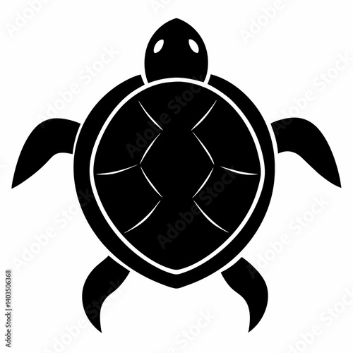 black silhouette of a turtle viewed from above