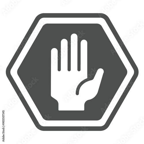 Traffic stop hand palm solid icon, making road concept. Vector graphics. Stop movement, hand gesture sign on white background, glyph style icon for mobile or web design.