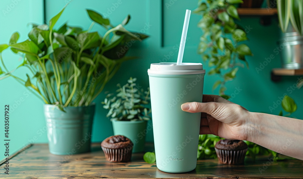 Green Cup and Chocolate Muffins