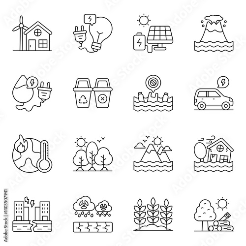 Set Of Ecology Line Icons 

