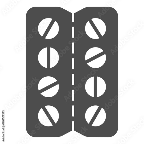 Tablet plister solid icon, pharmacy concept. Vector graphics. Tablets, medication sign on white background, glyph style icon for mobile or web design.