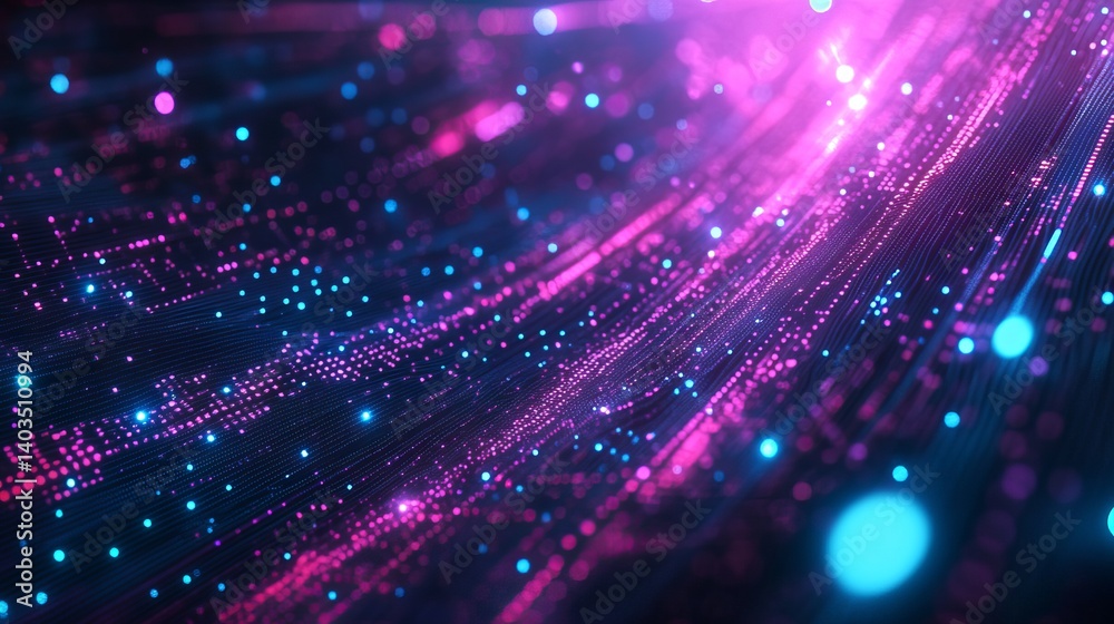 Fototapeta premium Futuristic technology background with glowing neon lights for digital innovation and data analysis