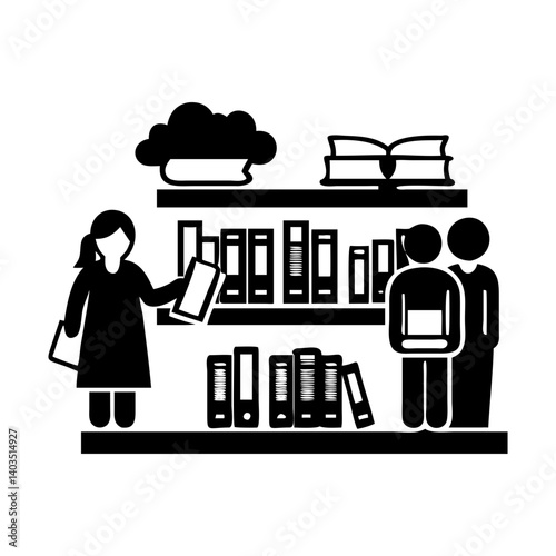 fiction section in library icon, fiction section in library vector,