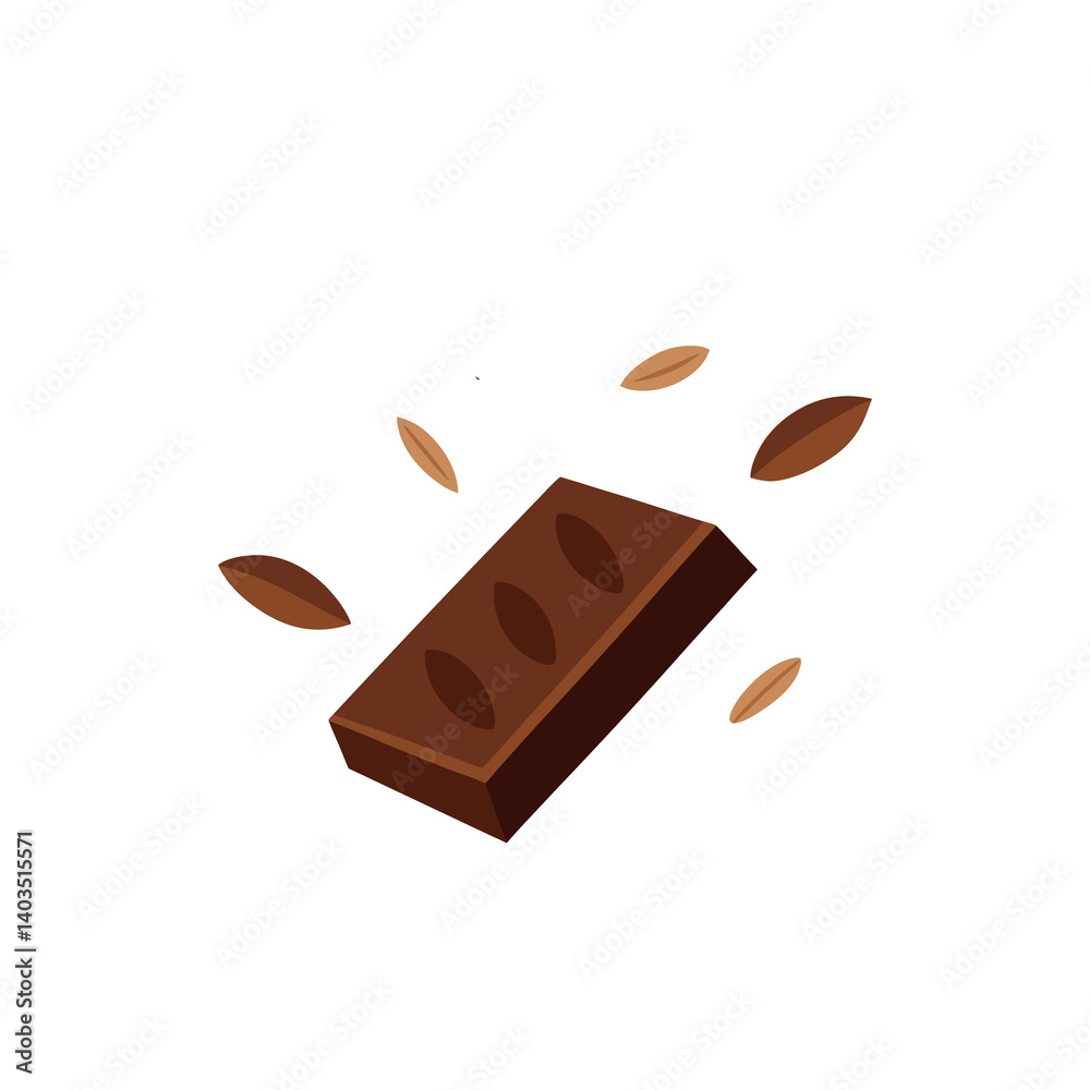 Fototapeta premium Cacao Nibs and Chocolate Bar on Transparent Background 