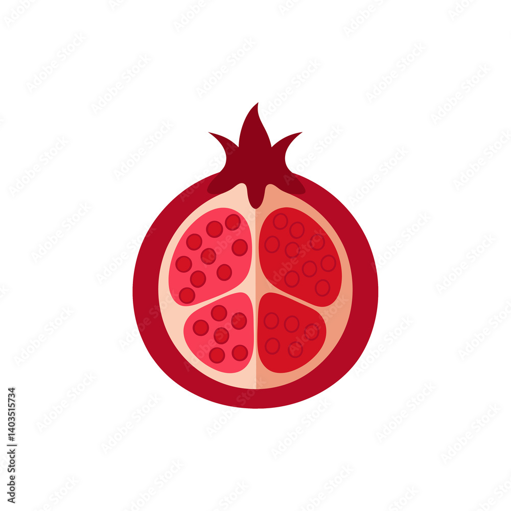 Pomegranate Cross Section with Arils on Transparent Background Pomegranate Cross Section with Arils on Transparent Background