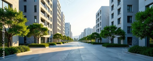 Urban development potential with vacant lot near modern building, city, potential