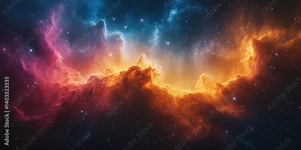 Stunning cosmic nebula displaying vibrant colors and intricate gas formations in deep space Stunning cosmic nebula displaying vibrant colors and intricate gas formations in deep space
