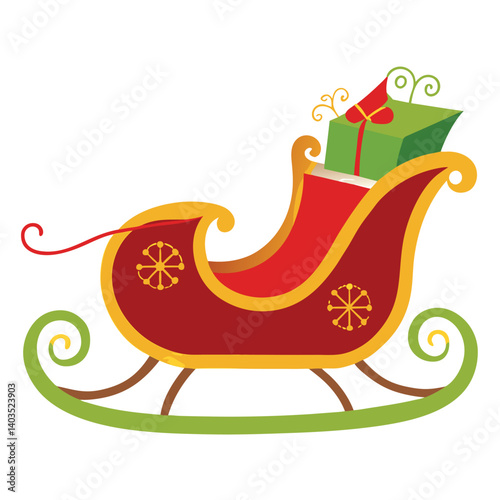 Christmas  sleigh isolated on white background