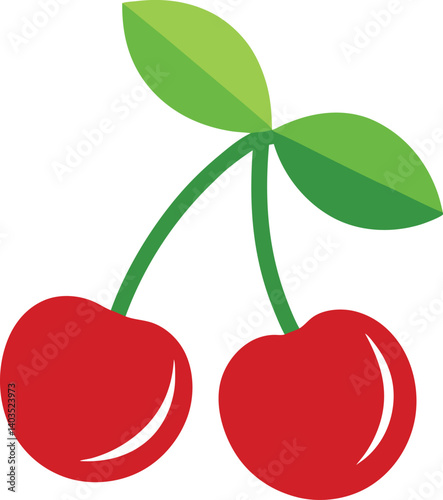Illustration of cherries vector icon design on transparent background 