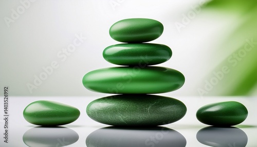 zen stones on green background