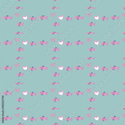 Seamless background with funny baby squid or calamary Marine pattern