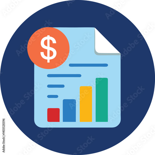 financial report icon color vector illustration design