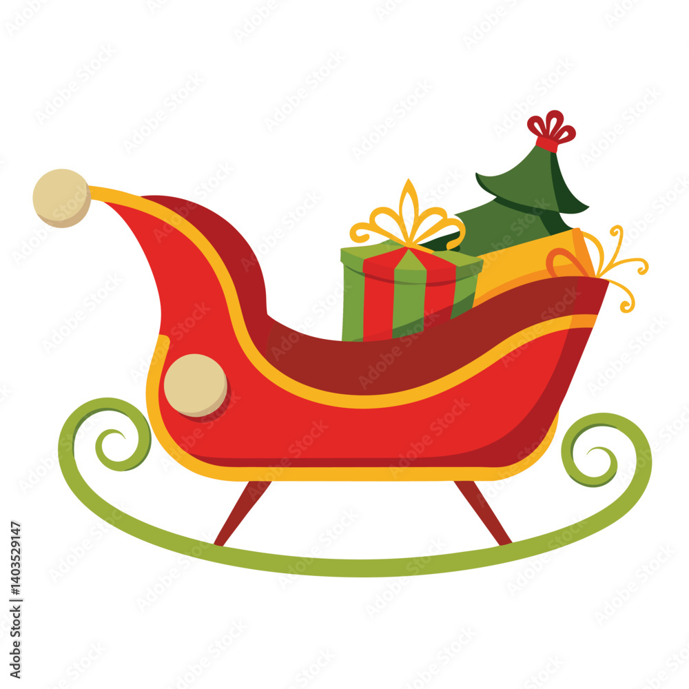 Naklejka premium Christmas sleigh isolated on white background