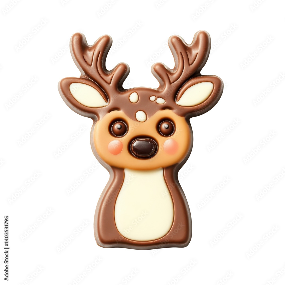 Fototapeta premium Chocolate reindeer figure isolated on transparent background