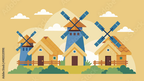 The windmills sails turn rhythmically amidst a of traditional thatchedroof cottages alluding to a simpler and slower way of life.
