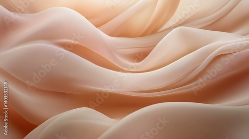 Peach Colored Fabric Drape with Soft Waves and Folds