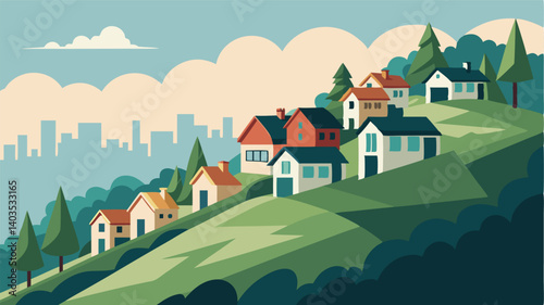 Resting atop a gentle slope the houses offer stunning views of the surrounding treecovered hills and sprawling cityscape in the distance.