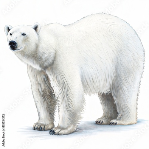 Polar bear standing on white backdrop  